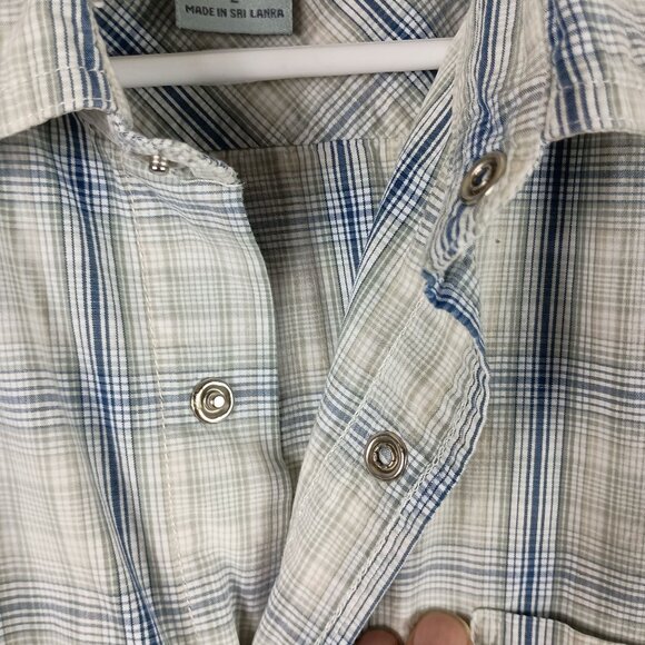 Vintage Quiksilver Edition Mens Gray Plaid Short Sleeve Shirt Size L Pearl Snap - Picture 5 of 7